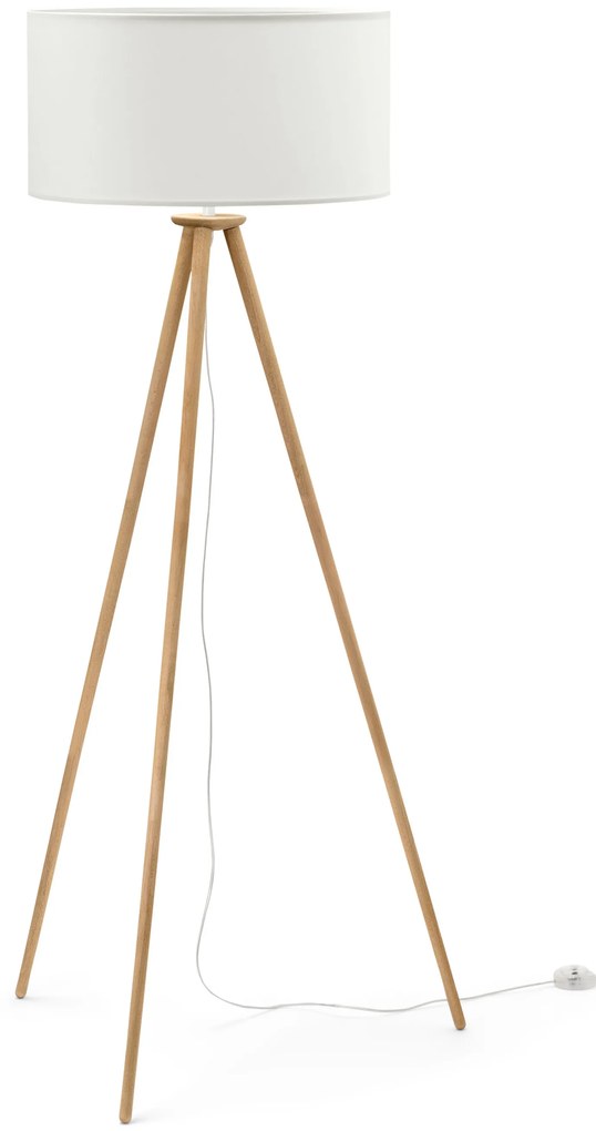 Stojacia lampa na troch nohách, z dreva