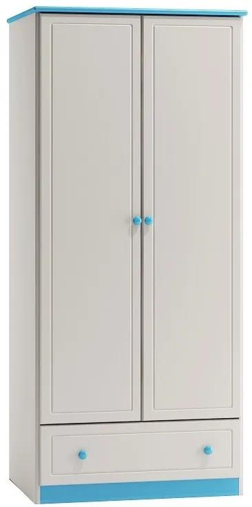 Detská skriňa - šuflík: Biela - modrá 182cm 90cm