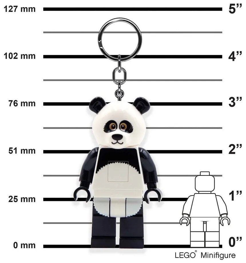 Čierno-biela kľúčenka so svietidlom Iconic Panda – LEGO®