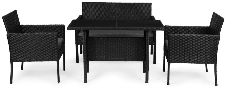 ZÁHRADNÝ SET MURIEL ČIERNY POHOVKA + 2 x KRESLO + STÔL