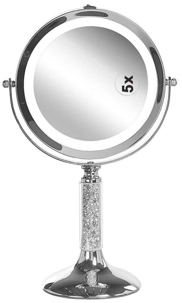 LED Makeup zrkadlo ø 18 cm BAIXAS strieborné Beliani