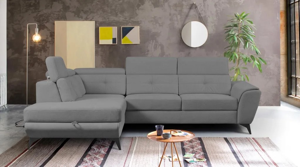 Rohová sedacia súprava Sergio, dymovo šedá látka, ľavý roh