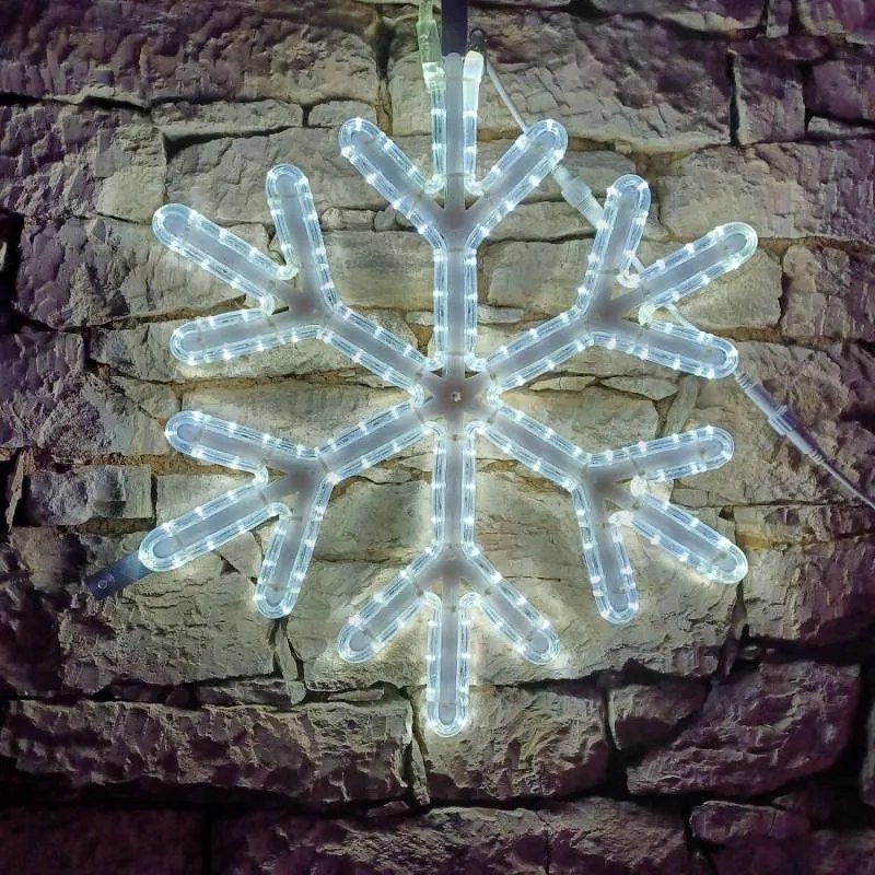 DECOLED LED světelná vločka V, závěsná 3D tisk, pr. 67 cm, ledově bílá