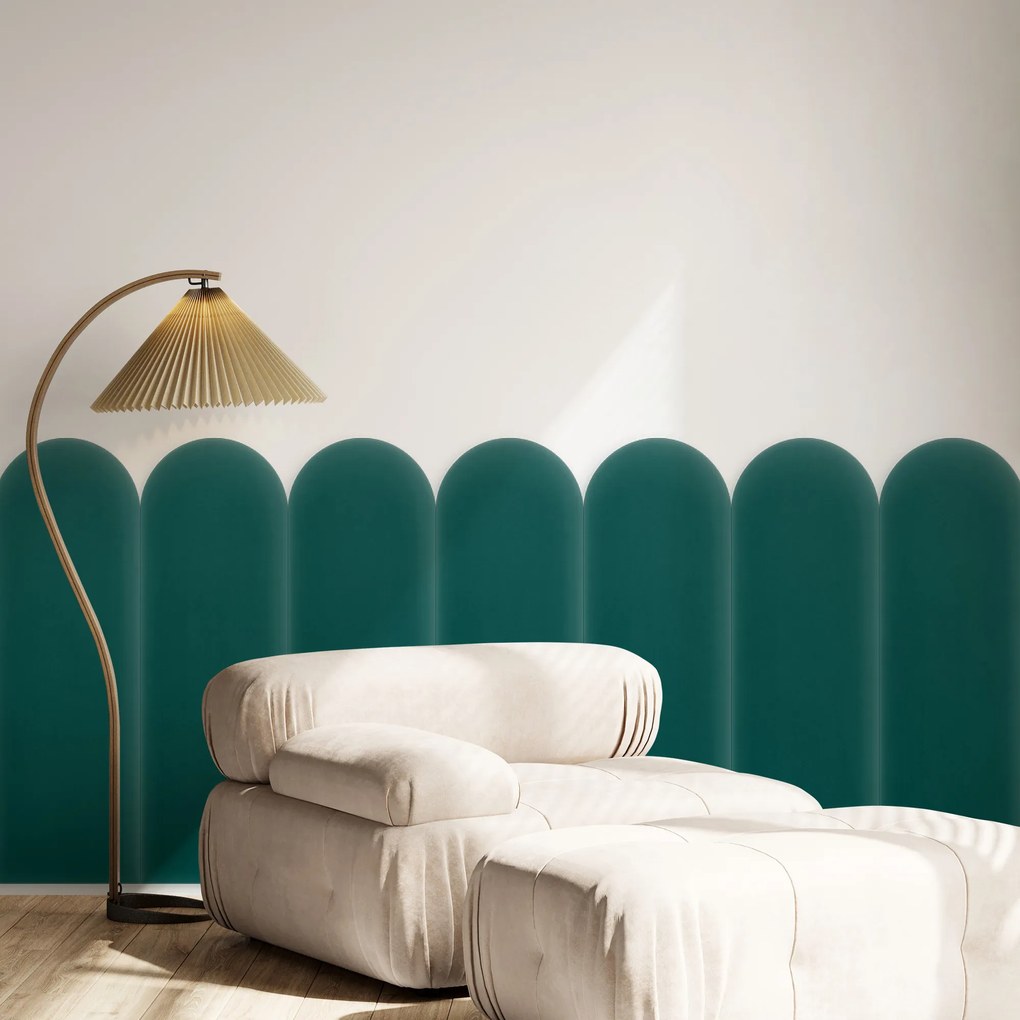 Zamatový čalúnený panel - Oblúk - 20x80cm Farba: Tyrkysová