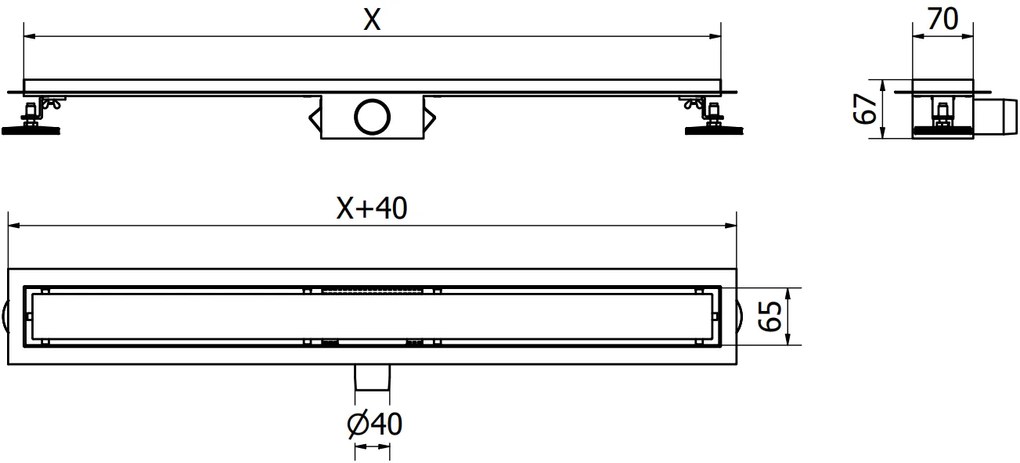 Mexen Flat M15 nerezový sprchový žľab 80 cm, zlatá, 1524080-15