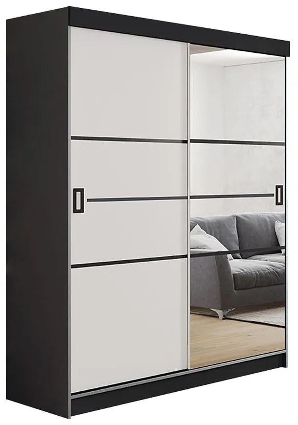 Skriňa Retro 138 4L grafit/ Dvierka biely