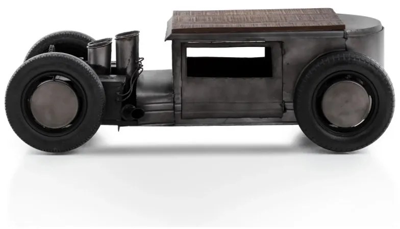 furniture-nabytek.cz - Masívny konferenčný stolík Car z mangového dreva a kovu, lakovaný, čierny – 160×65×50 cm