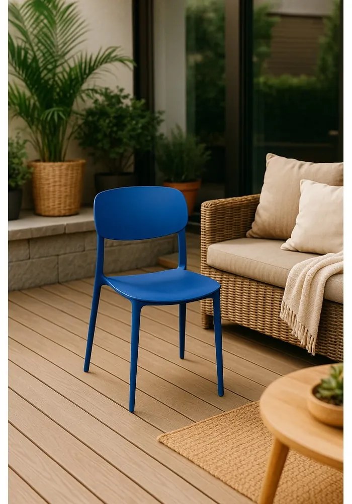 Modrá plastová záhradná stolička Hébé – Bonami Essentials