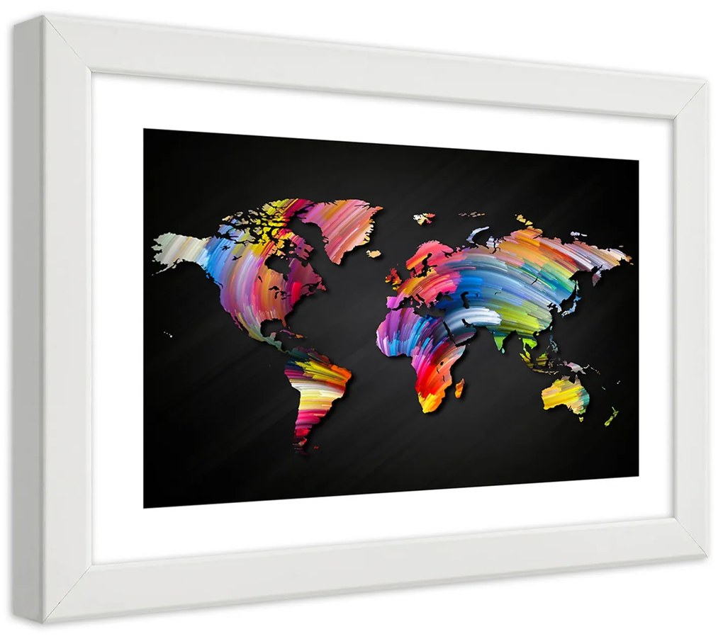 Gario Plagát Mapa sveta v rôznych farbách Farba rámu: Bez rámu, Rozmery: 60 x 40 cm