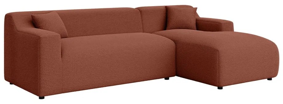 Menčestrová rohová pohovka v tehlovej farbe (pravý roh/s leňoškou) Martin – Ropez