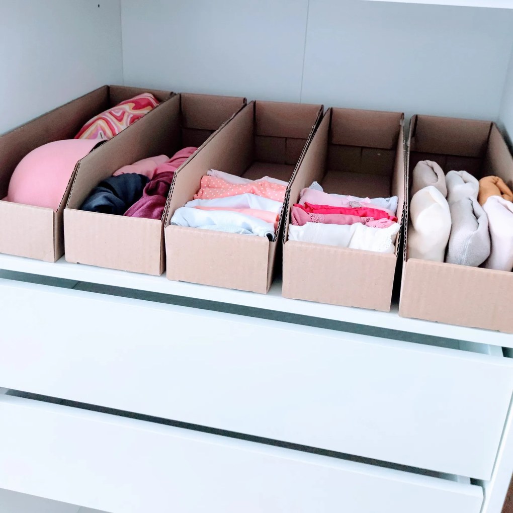 KARTON PAK Úložné boxy na oblečenie, organizéry do skrine EKO KARTON 10x40 cm