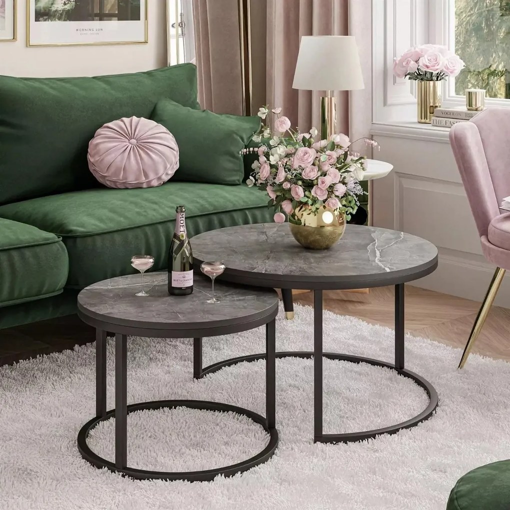 KONFERENČNÝ STOLÍK DIJON 2v1 TMAVÝ BETÓN + ČIERNY PODSTAVEC