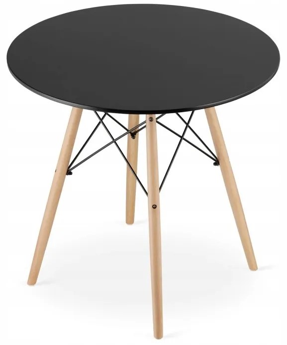 Jedálenská zostava TODI 80cm okrúhly stolový set čierny + 4 stoličky LAGO sivé