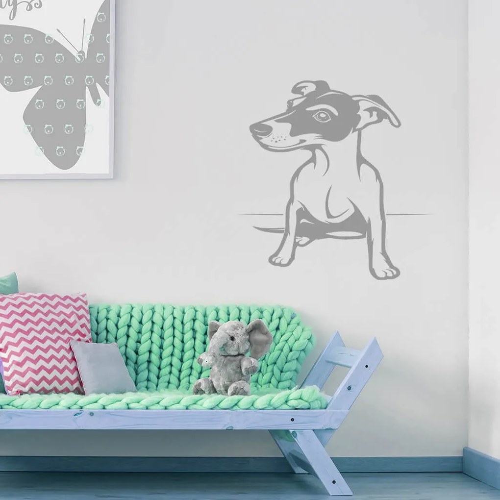 Veselá Stena Samolepka Pes Jack Russell Terrier Farba: modrá, Veľkosť: 80 x 60 cm