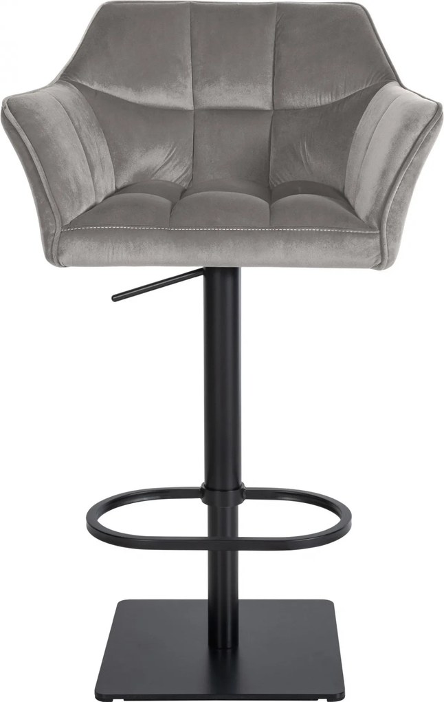 Barová stolička Damaso B - zamat, čierny rám - Sivá