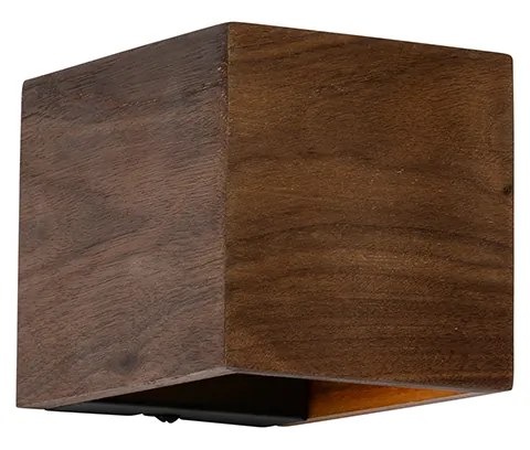 Rustikálna nástenná lampa orechové drevo - Transfer