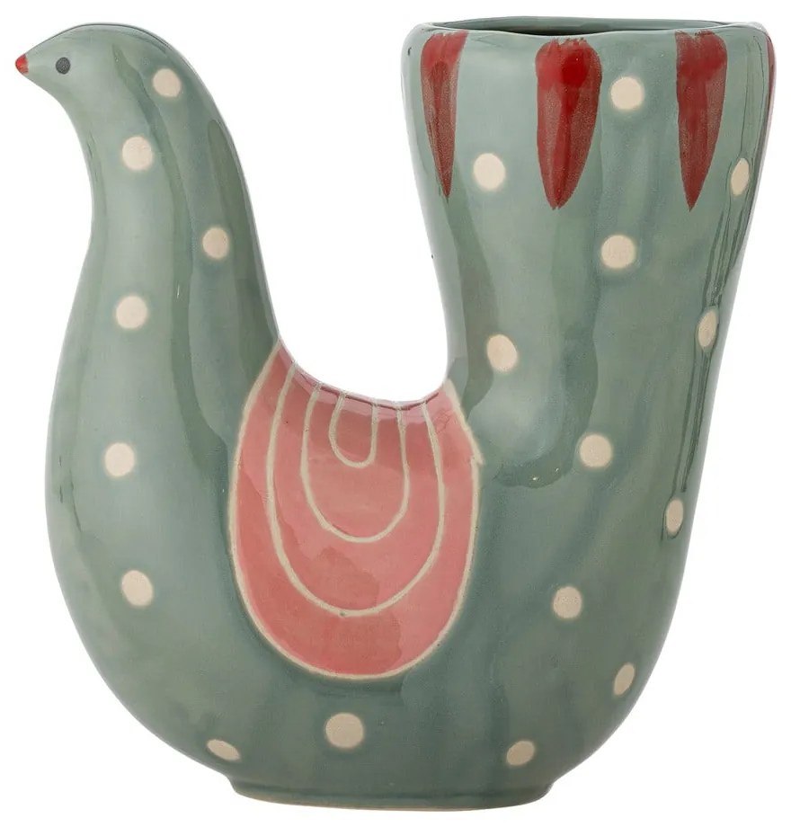Zelená ručne maľovaná váza z kameniny (výška 19 cm) Trudy – Bloomingville