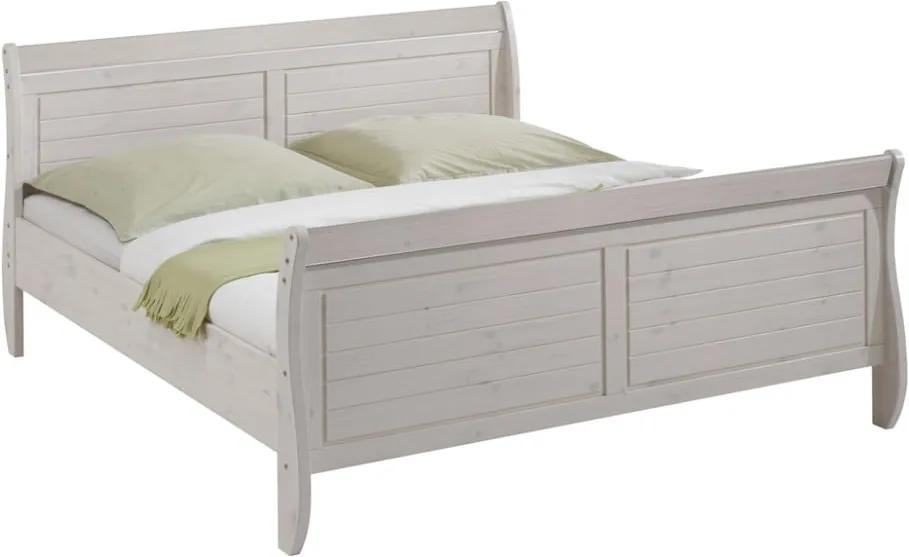Biela dvojlôžková posteľ z borovicového dreva s bielym rámom Steens Monaco, 180 × 200 cm