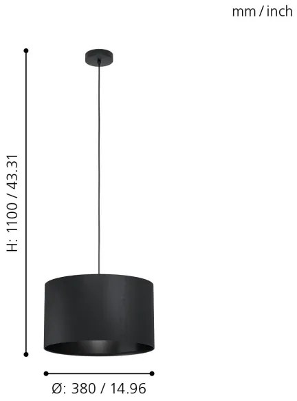 Eglo 99042 - Luster na lanku MASERLO 1xE27/40W/230V