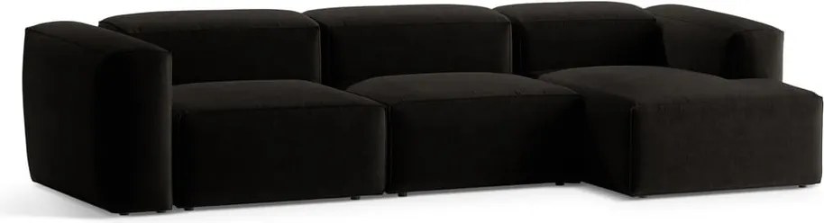 Čierna rohová pohovka (pravý roh/s leňoškou) Bergamo – Cosmopolitan Design