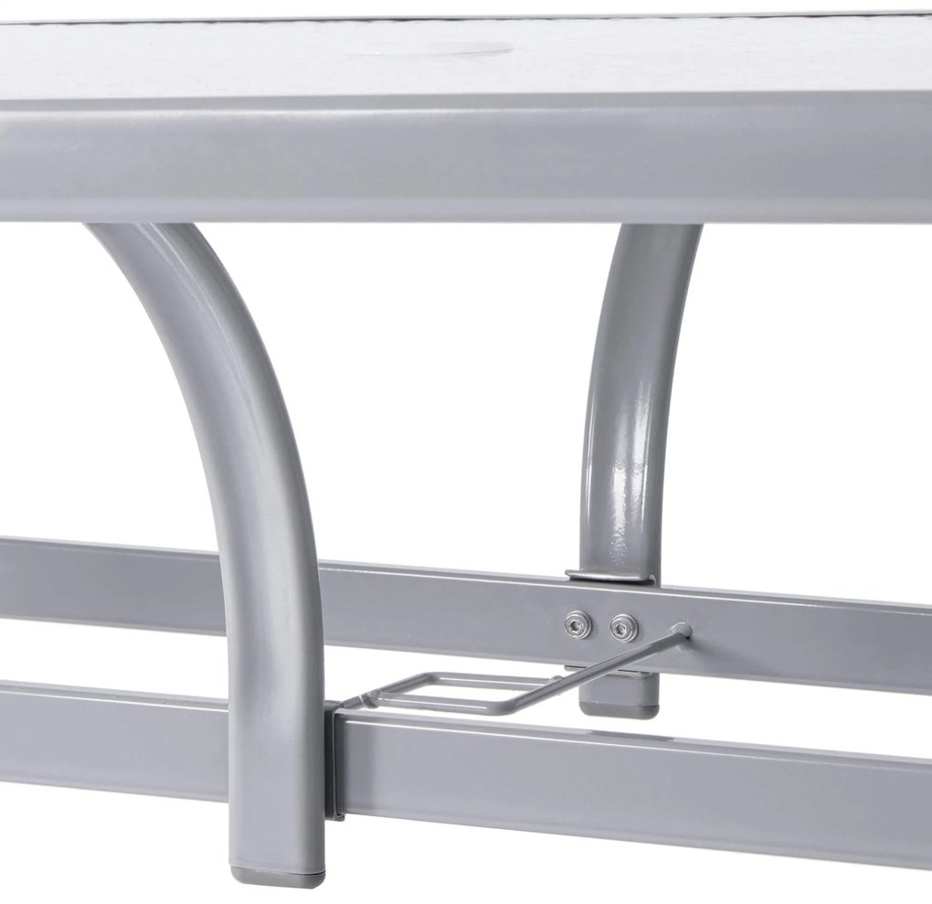 PreHouse Záhradný stôl 150cm: kov + sklo, šedý