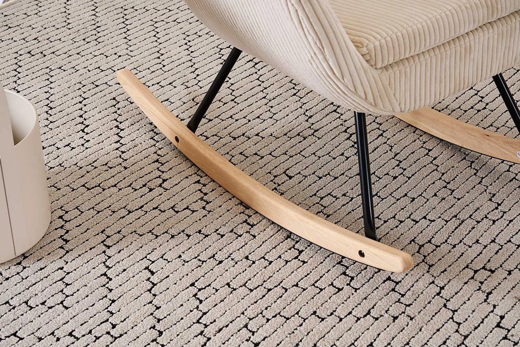 Hojdacie kreslo, relaxačné kreslo s poťahom z menčestru, béžové