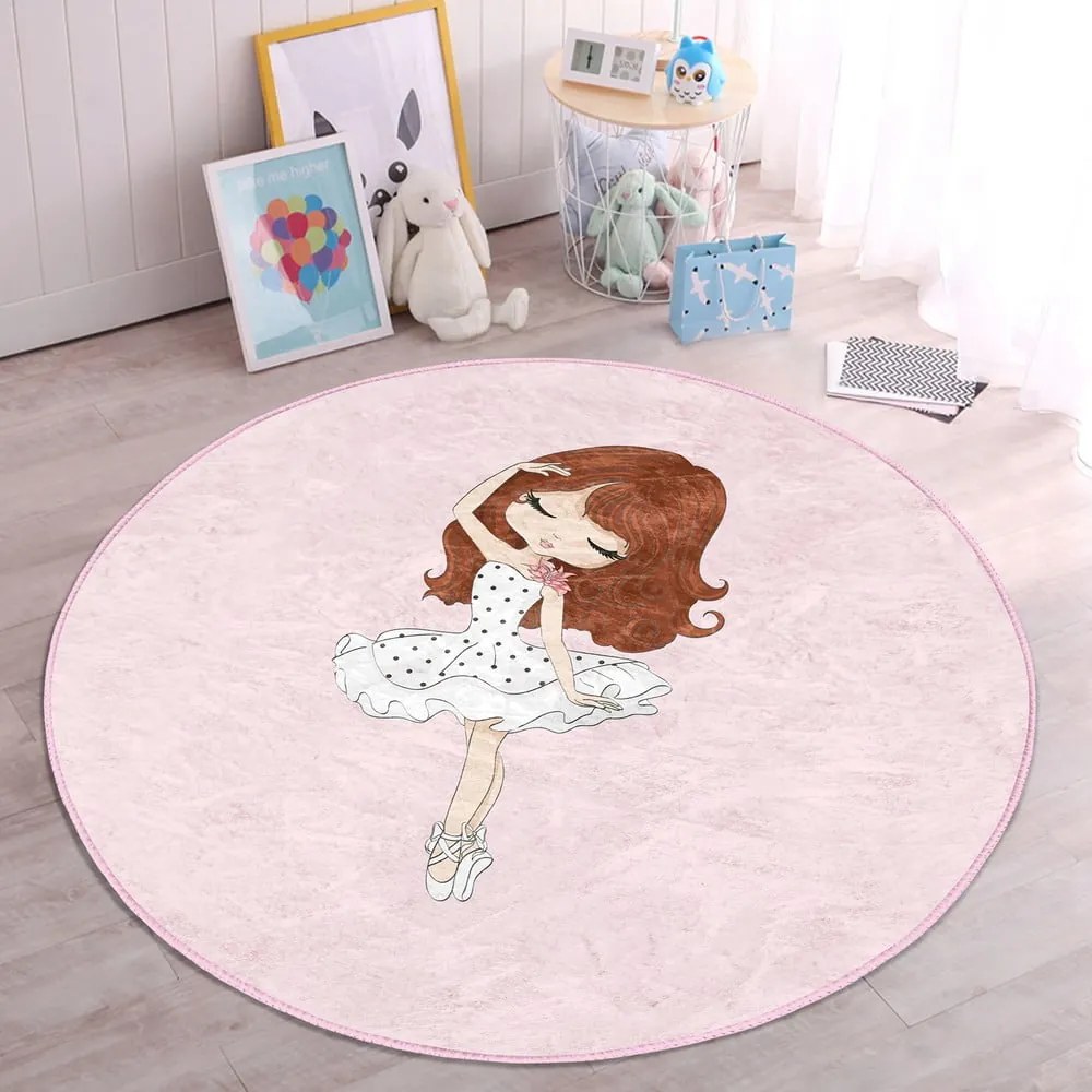 Ružový detský koberec ø 80 cm Comfort – Mila Home