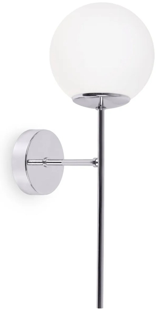 Nástenné svietidlo Florence, 1x biele sklenené tienidlo, CH