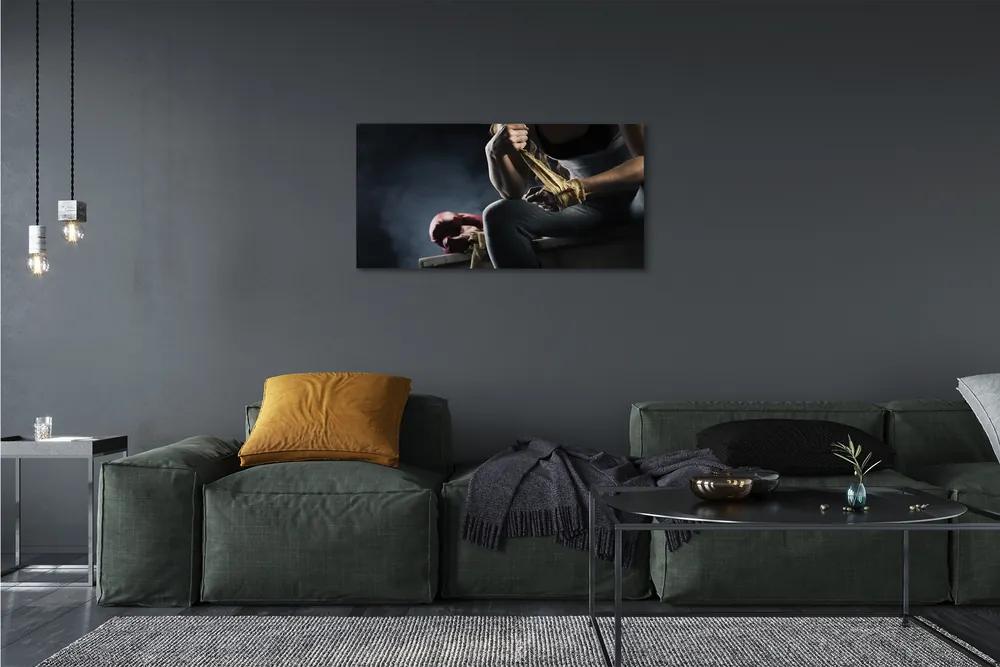 Obraz canvas Žena bandáž rukavice 125x50 cm