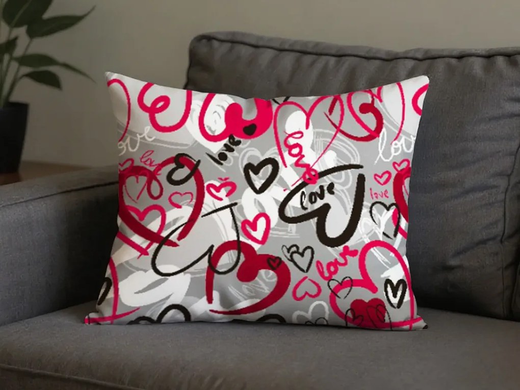 Polybavlnená obliečka na vankúš STREET LOVE POLY 50x70 cm, sivá