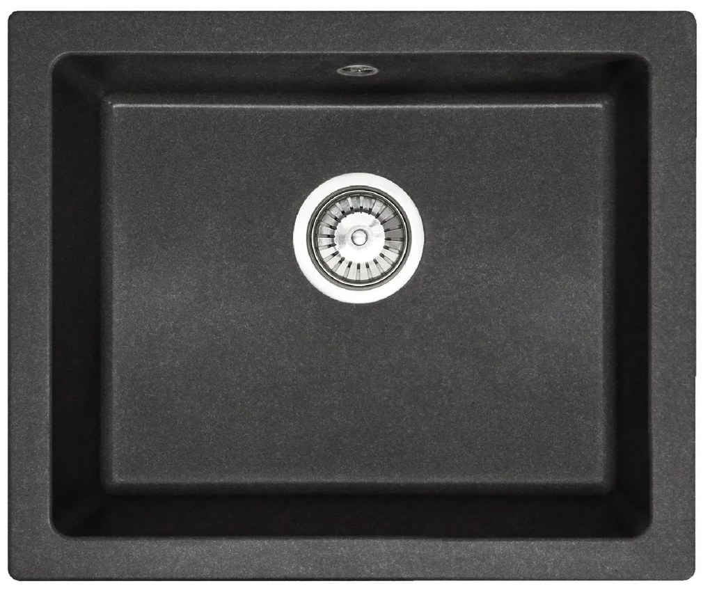 Rea Nels, 1-komorový granitový drez 560x465x200 mm, čierna škvrnitá, ZLE-00114