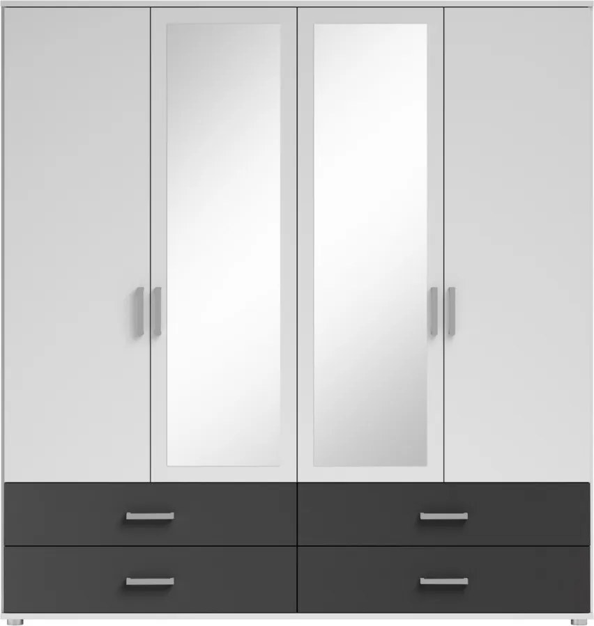 Šatníková skriňa Ivar, 180 cm, biela/grafit