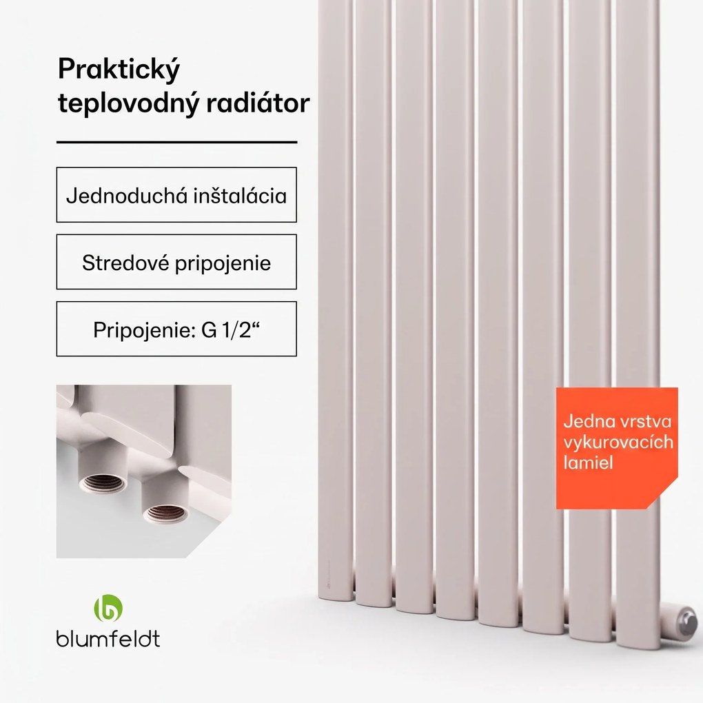 Blumfeldt Tallheo, 47 x 160, radiátor, rúrkový radiátor, 728 W, teplá voda, 1/2