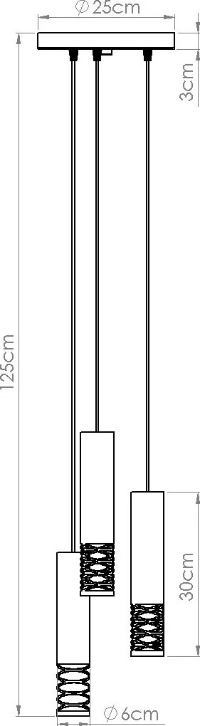 Závesné svietidlo Lami, 3x biele kovové tienidlo, o