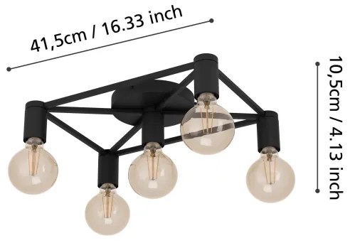 Eglo 43721 - Stropné svietidlo SPEKE 5xE27/40W/230V čierna