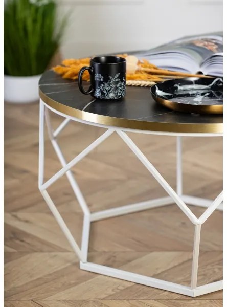 Konferenčný stolík DIAMOND 40x70 cm zlatá/čierna/biela