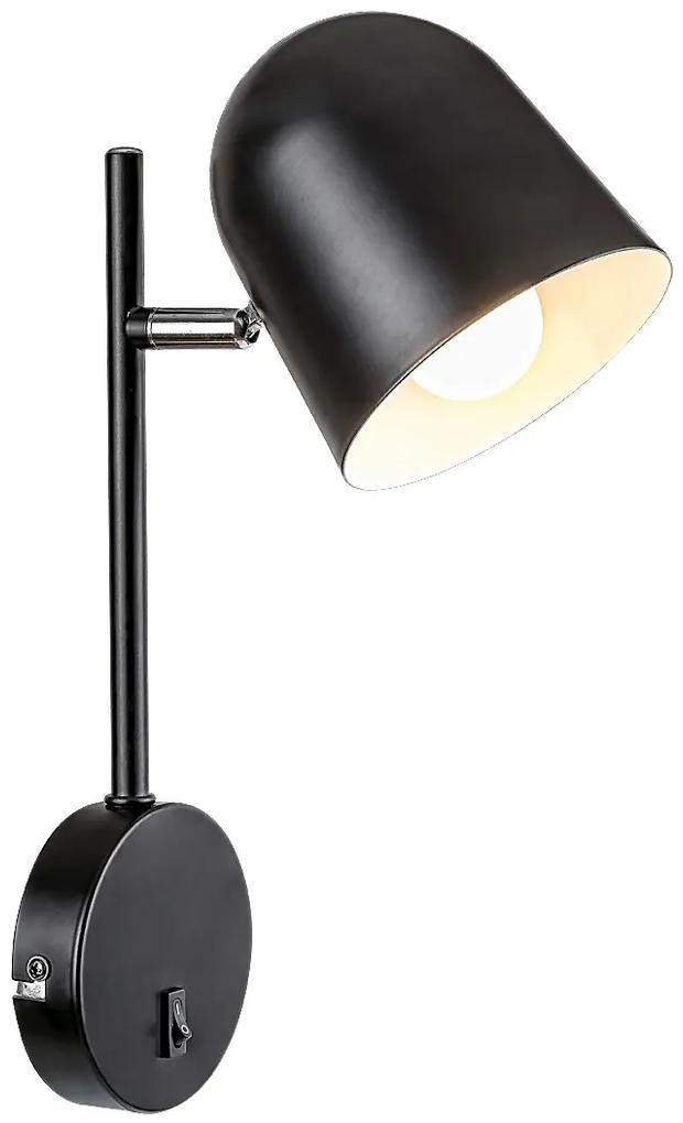 RABALUX Nástenná čítacia lampa s vypínačom EGON, 1xE14, 40W, čierna