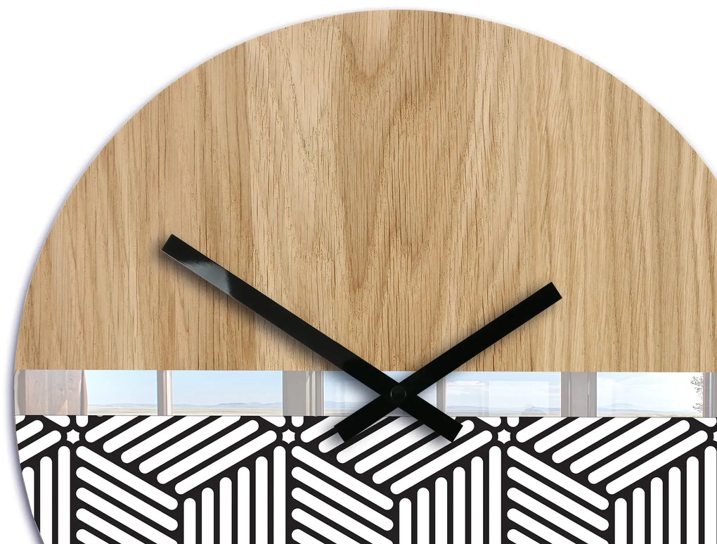 Dřevěné nástěnné hodiny Echo 33 cm dub přírodní/černé