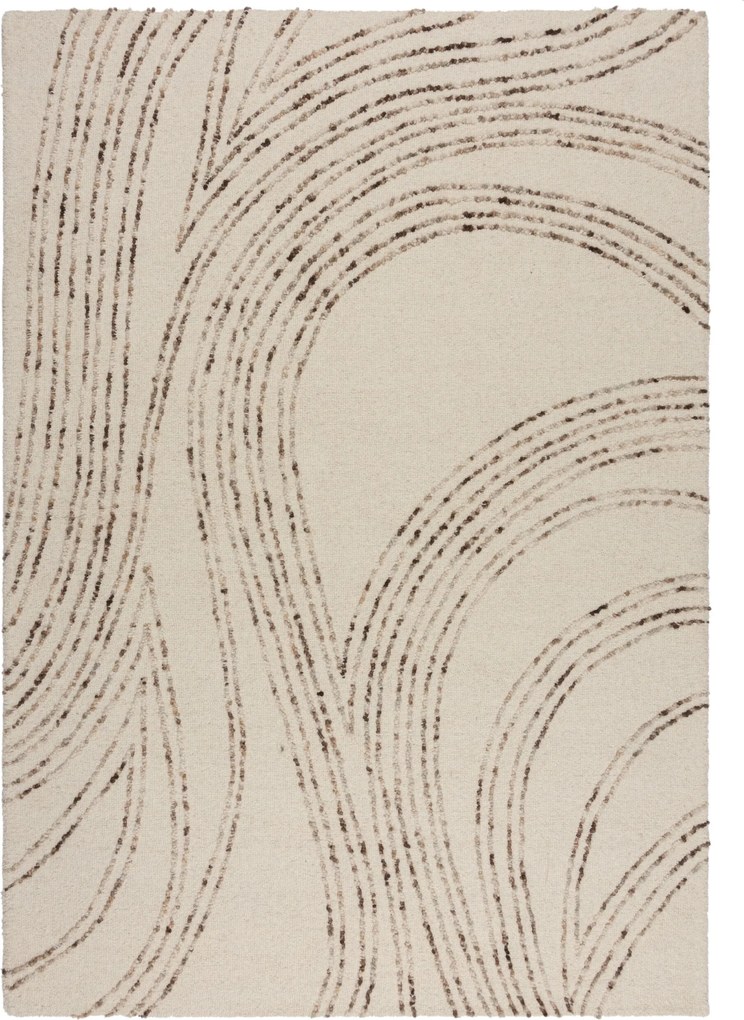 Flair Rugs, Kusový koberec Memphis Abstract Swirl Natural/Brown, 80x150, béžová, obývacia izba