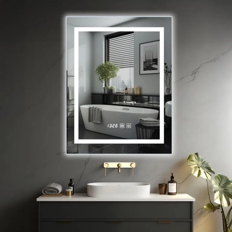IREDA Kúpeľňové zrkadlo s LED osvetlením, 60 x 80 cm