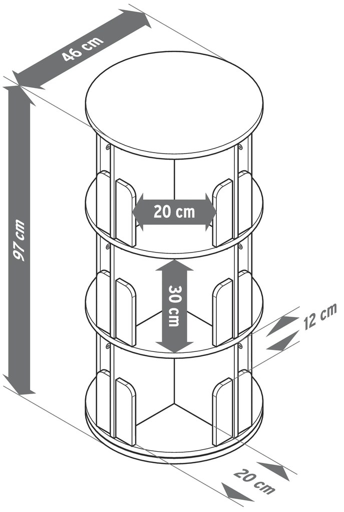 Otočná polica na knihy