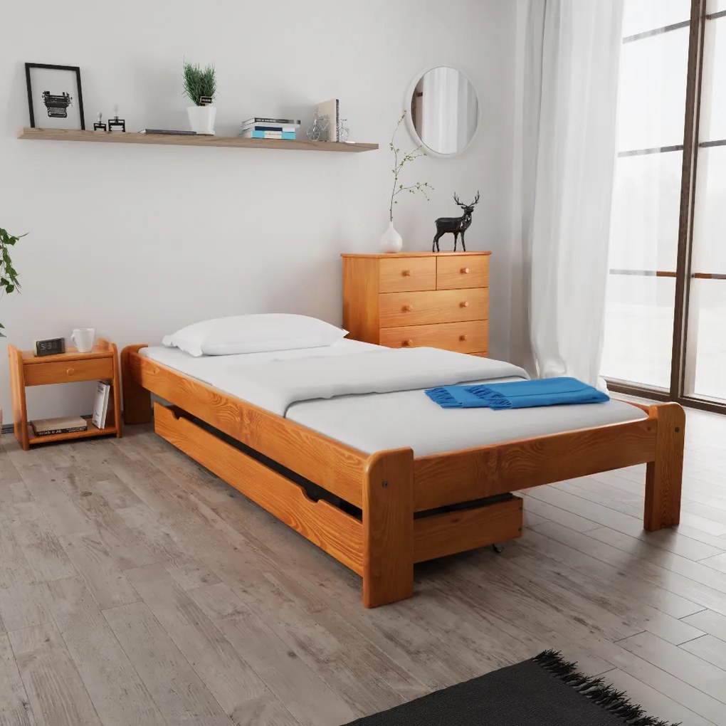 Posteľ Ada 120 x 200 cm, jelša Rošt: S latkovým roštom, Matrac: Matrac COCO MAXI 19 cm