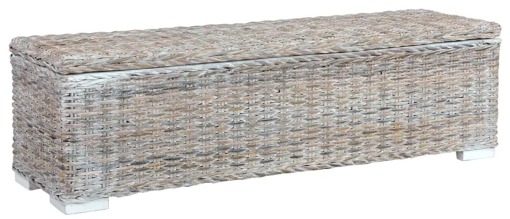 Úložný box 120 cm biely kubu ratan a masívne mangovníkové drevo