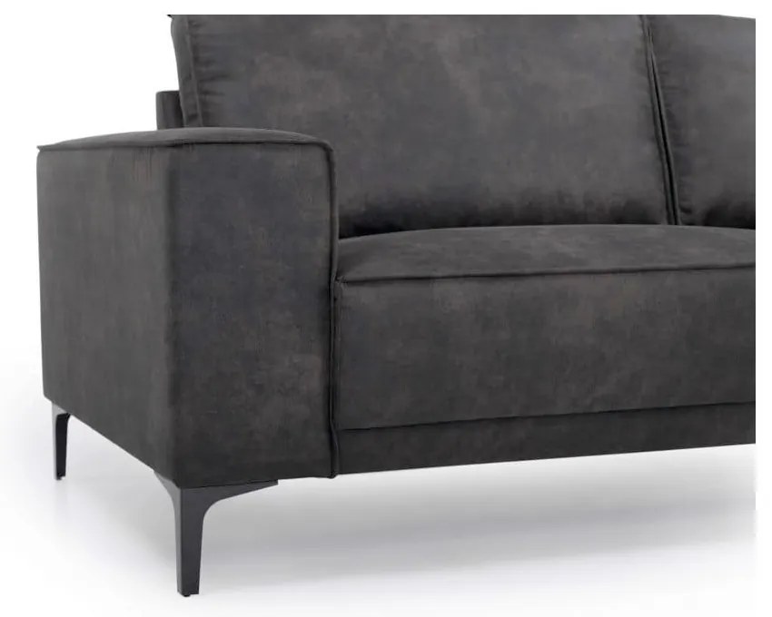 Antracitová pohovka z imitácie kože 224 cm Copenhagen – Scandic