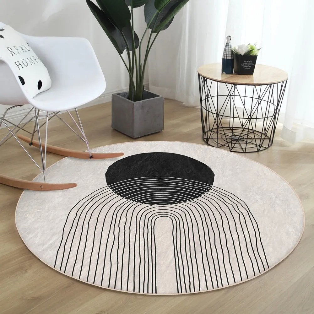 Krémovobiely prateľný okrúhly koberec ø 100 cm Comfort – Mila Home