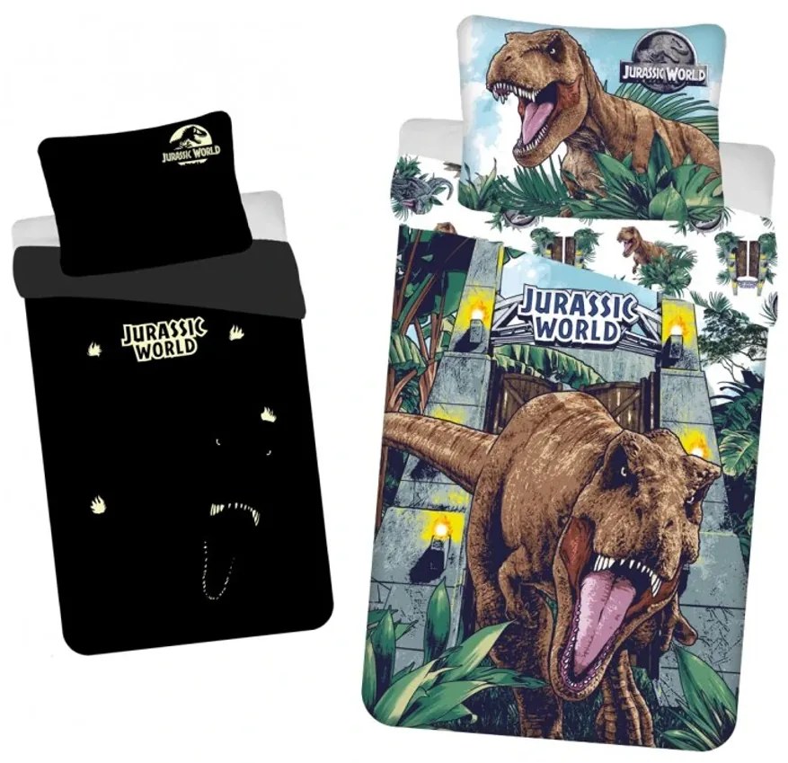 Svietiace bavlnené obliečky JURASSIC WORLD ROAR farebné Rozmer obliečky: 70 x 90 cm | 140 x 200 cm