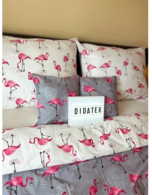 Flamingo obojstranné bavlnené obliečky DeLuxe Rozmer obliečok: 140x200 cm, Obsah balenia: Set Balenie