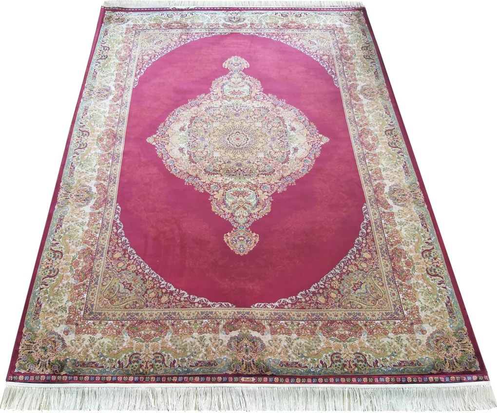 DY Hodvábny exkluzívny koberec Qum Silk 01 - červená Rozmer: 300x400 cm