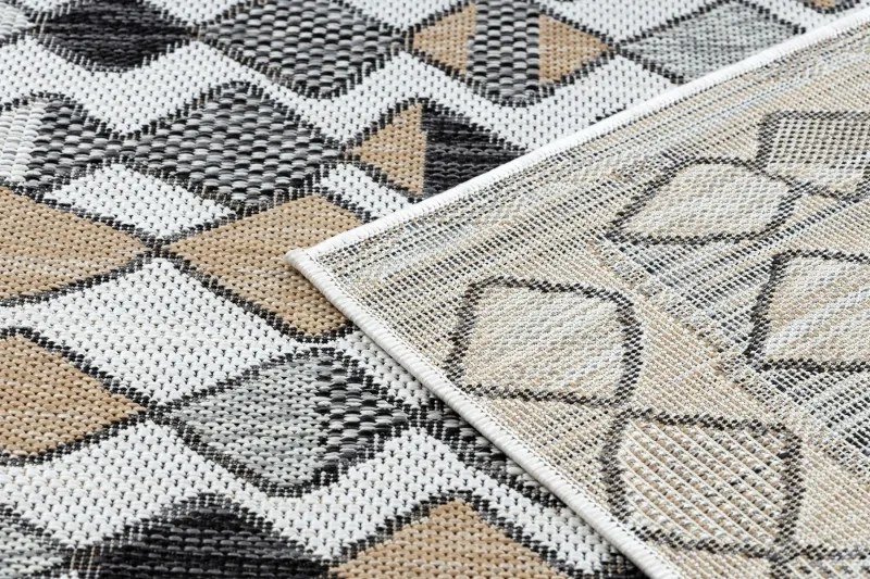 Dywany Łuszczów, Kusový koberec Cooper Sisal Diamonds 22217 ecru/black – na von aj na doma, 160x220, šedá, chodba / predsieň