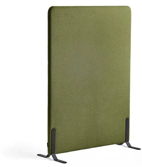 Paraván ZONE, 1360x1000x46 mm, látka Hush, čierne nožičky, forest green